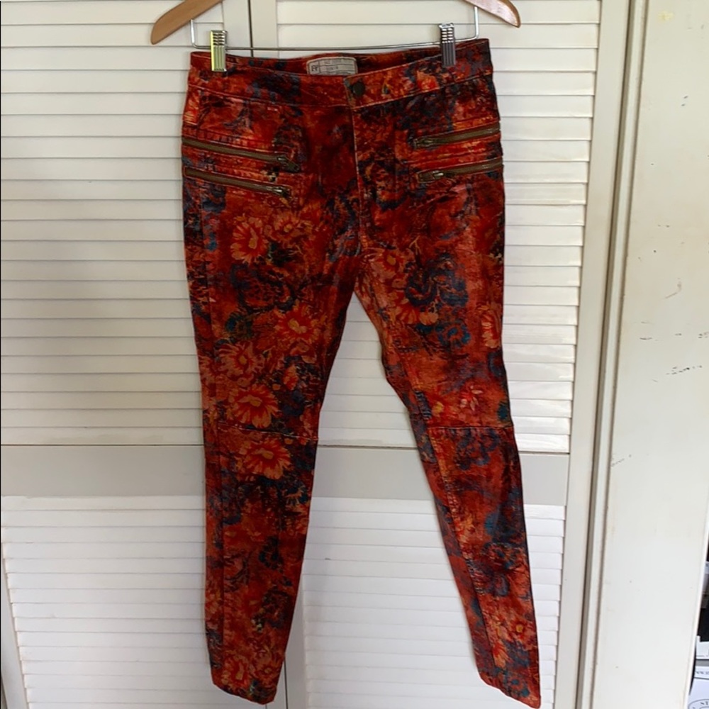Free people velvet ankle length print pants